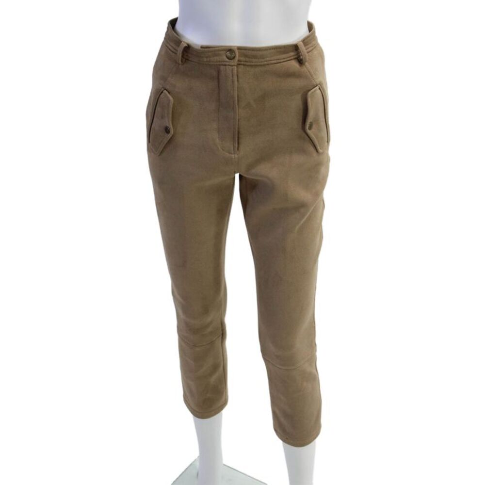 Tracy Reese Unisex Cropped Ankle Brown Faux Suede Pants Size 28